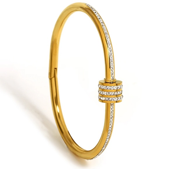 Lorette-Chic(GOLD)Rhinestone Zircon Beads Stainless Steel Gold Plated Bracelet - Picture 4 of 13